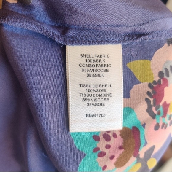 Rebecca Taylor Purple Silk Floral Shirt Long Sleeve Size 10 - Picture 11 of 11
